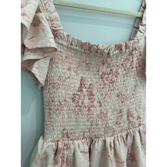 Brand new Women's Express Watercolor Print Smocked Tiered Ruffle Dress, size sma - Picture 11 of 13